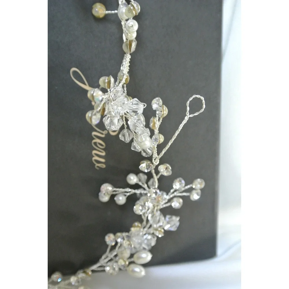 J.Crew Crystal and Pearl Floral Vine Bridal Headpiece Silver Tone OS